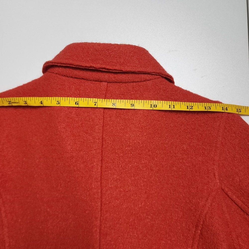 Tahari Womens Boiled Wool Moto Style Jacket Size XS Orange Asymmetrical Zip - Picture 12 of 13